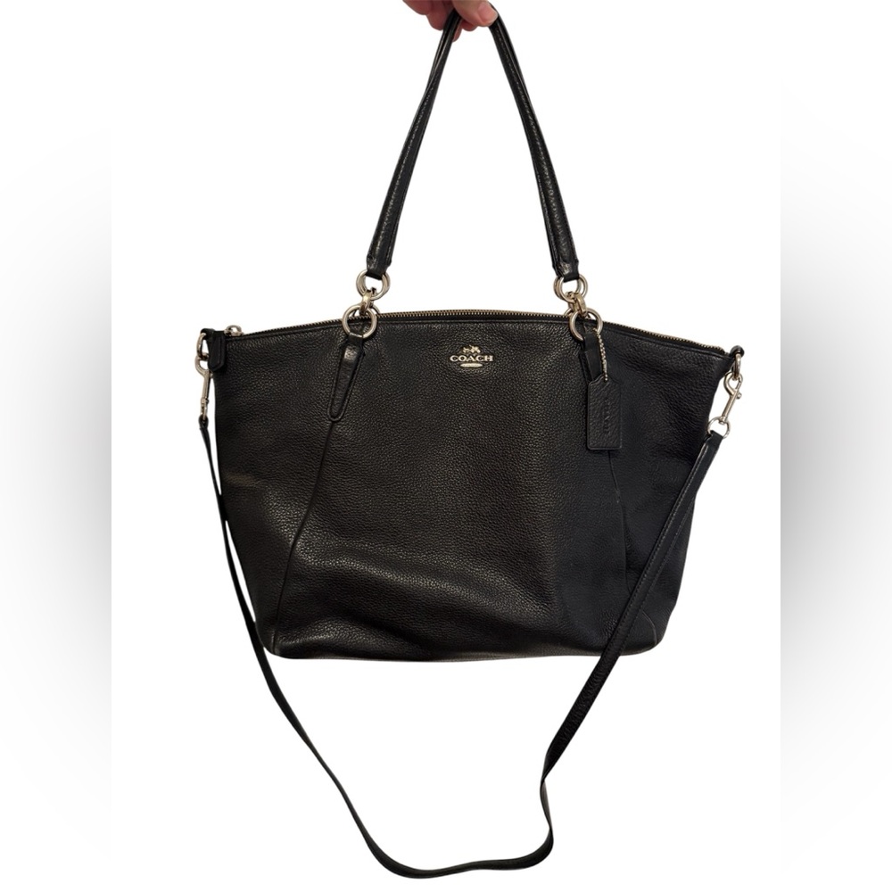 Coach Kelsey Black Pebbled Leather Satchel Tote Bag